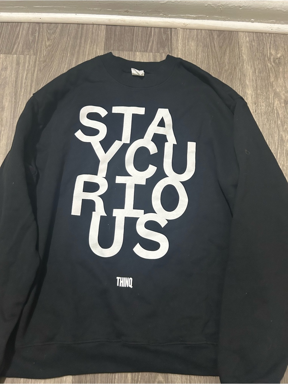 Black 'STAY CURIOUS' Crewneck Sweatshirt -